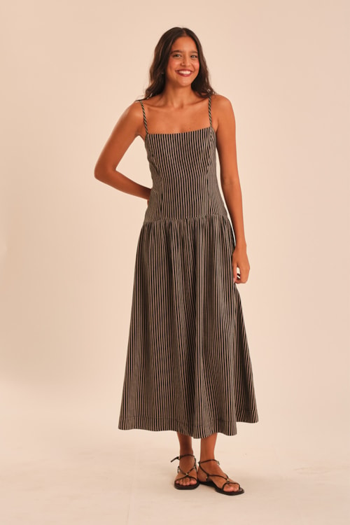 Vestido Maquinetado Gold Preto - foto 1