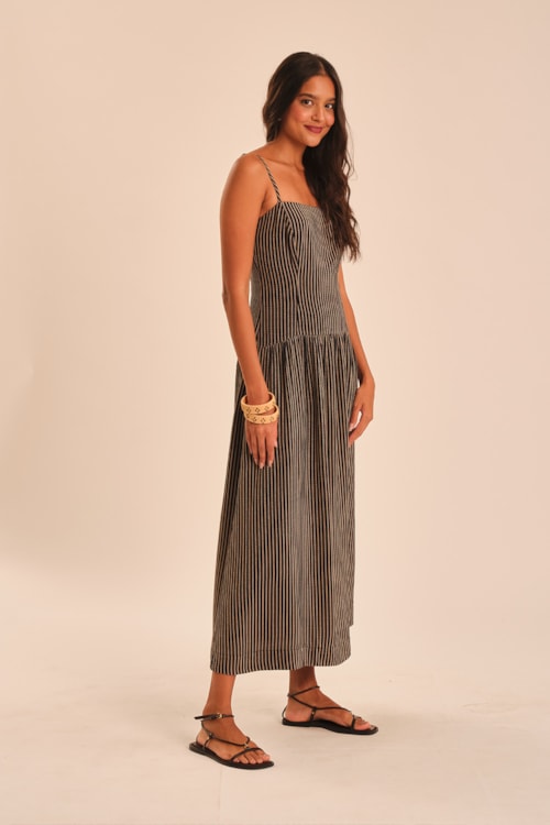 Vestido Maquinetado Gold Preto - foto 3