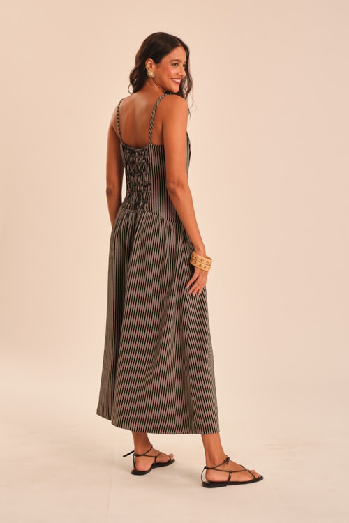 Vestido Maquinetado Gold Preto - foto 4
