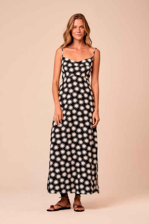 Vestido Midi Estampa Raiar Estampado - foto 1