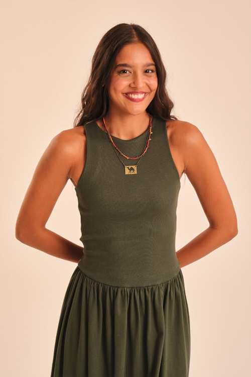 Vestido Mix De Malhas Verde Jade - foto 2