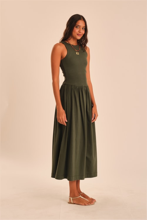 Vestido Mix De Malhas Verde Jade - foto 3