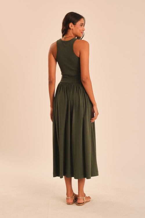 Vestido Mix De Malhas Verde Jade - foto 4