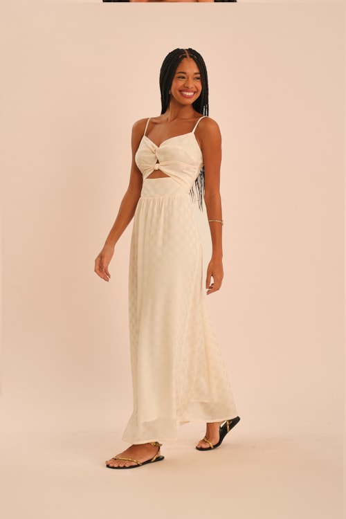 Vestido Poa Jacquard Off - foto 3