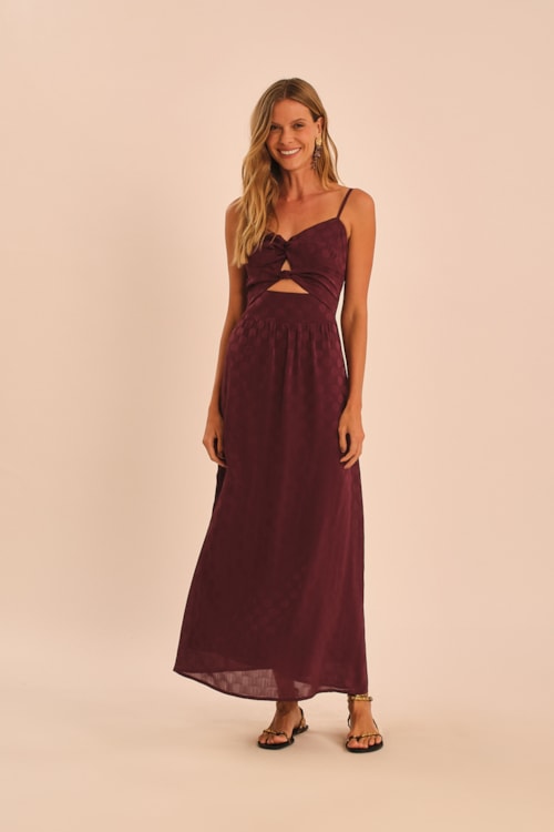 Vestido Poa Jacquard Roxo Ametista - foto 1