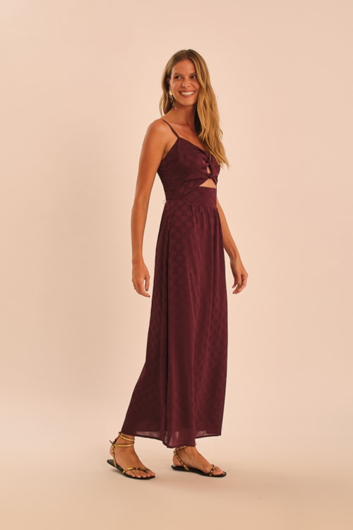 Vestido Poa Jacquard Roxo Ametista - foto 3