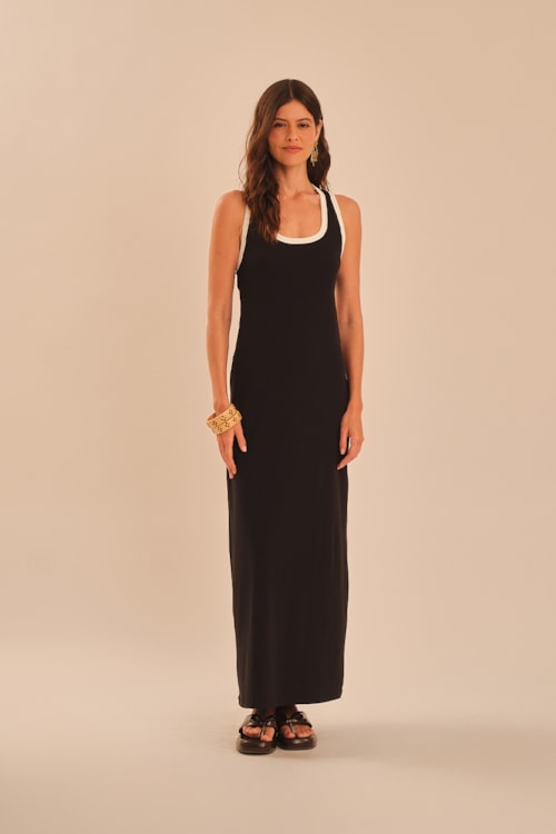 Vestido Ribana Bicolor Preto - foto 1