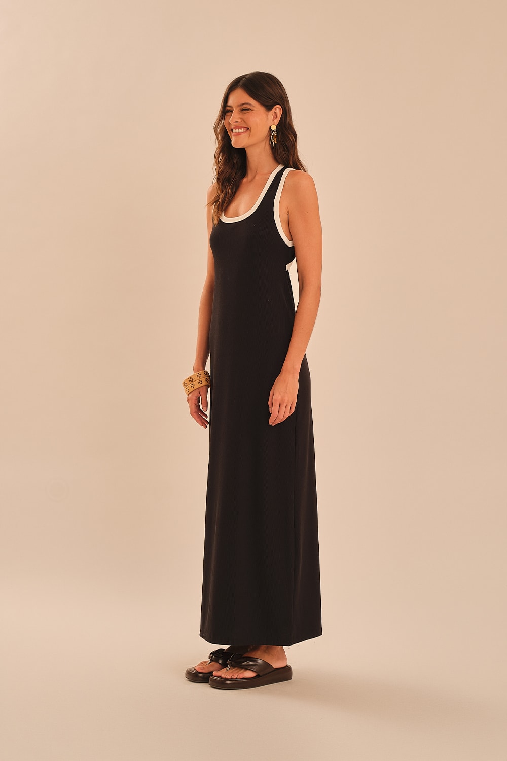 Vestido Ribana Bicolor Preto