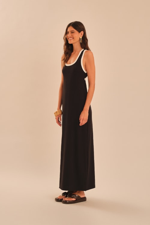 Vestido Ribana Bicolor Preto - foto 2
