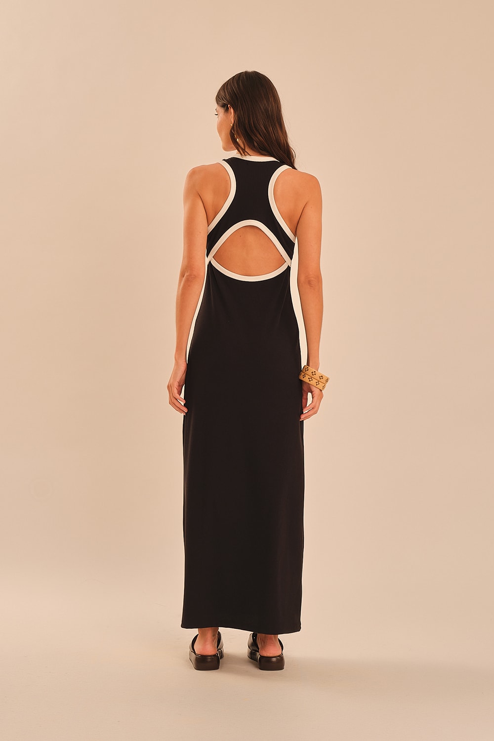 Vestido Ribana Bicolor Preto