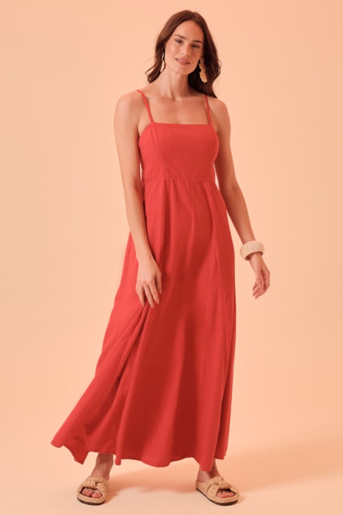 Vestido Sarja Color Vermelho - foto 1