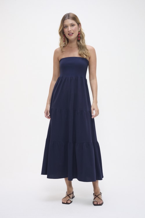Vestido Sem Alcas Marias Azul Marinho - foto 6
