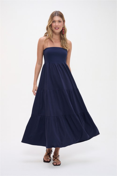Vestido Sem Alcas Marias Azul Marinho - foto 1