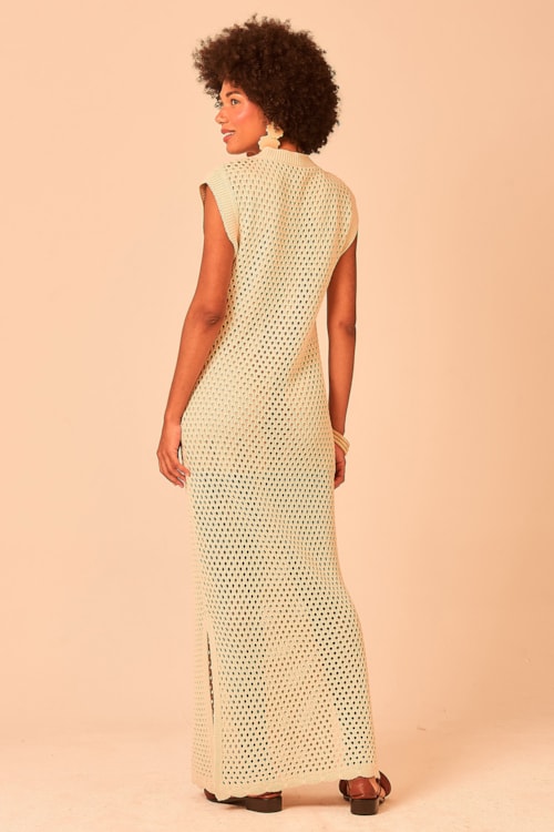 Vestido Tricot Grid Areia - foto 5